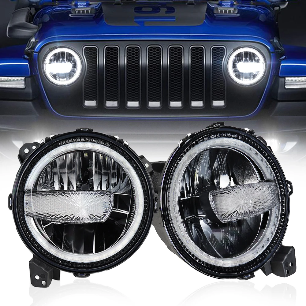 9 Inch Round Led Headlights Plug And Play With Drl For Jeep Wrangler Jl  2018 2019 2020 2021 - Car Headlight Assembly - AliExpress