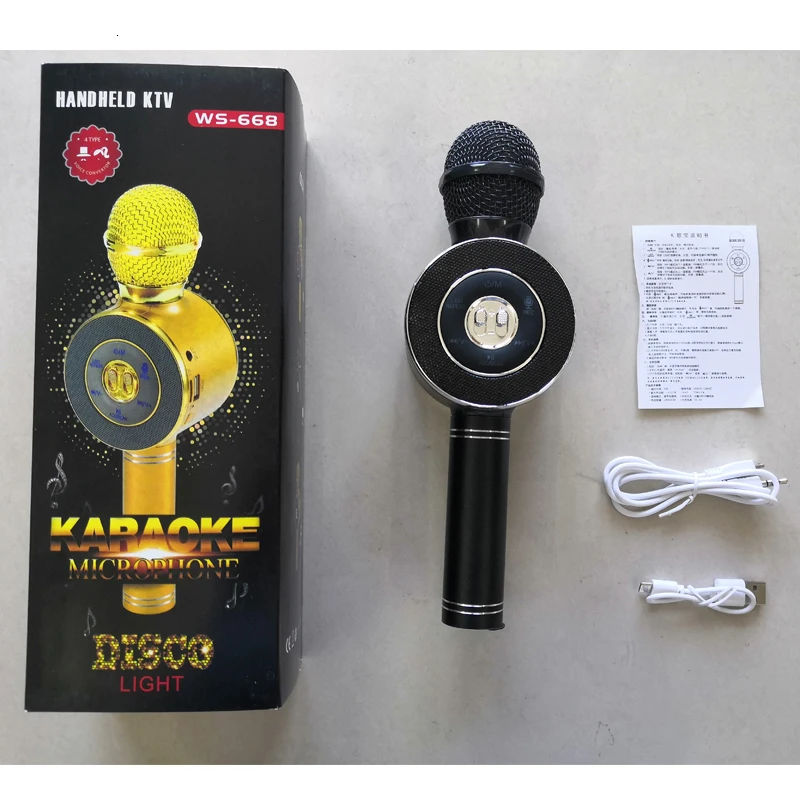 WS668 беспроводной Bluetooth микрофон караоке динамик KTV плеер телефон микрофон с светодиодный светильник для компьютера сцены конференции Pk WS-858