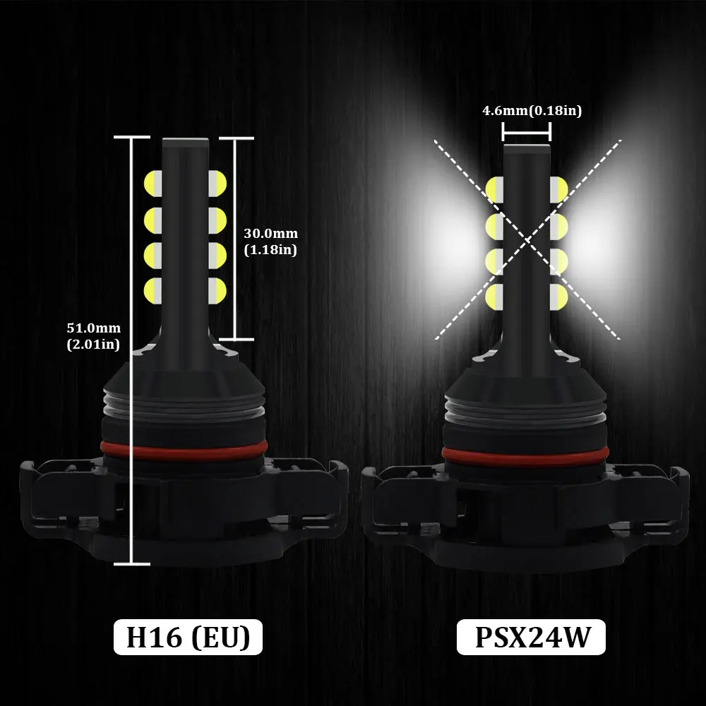 BMT H16 5202 PS19W LED PSX24W LED Bulb Car led fog lights lamp cars daytime running lights DRL White Amber 12V 24V Auto Lamp