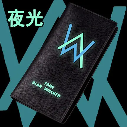 Alan Walker кошелек черный мужской длинный кошелек выцветший PU короткий кошелек для подростков подарки подарок Carteira - Цвет: Luminous B