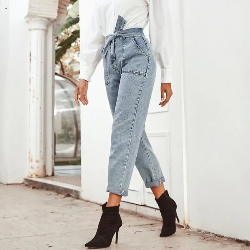 Fargeous, женские джинсовые штаны, Дамская мода, высокая талия, Узелок, джинсы для женщин,, весна, высокая уличная мода, длинные джинсы, Капри, повседневные брюки