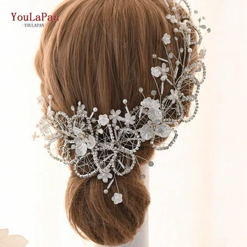 

YouLaPan Bridal hair accessories vintage hair accessory Milk Rhinestone formal headgear Pearl diadem for the bride HP246