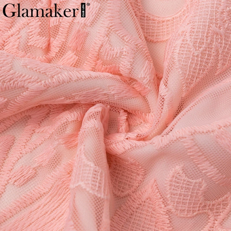 Glamaker розовое кружевное платье с открытыми плечами винтажное пикантное платье Клубная одежда лето vestidos de fiesta тонкое короткое вечернее платье