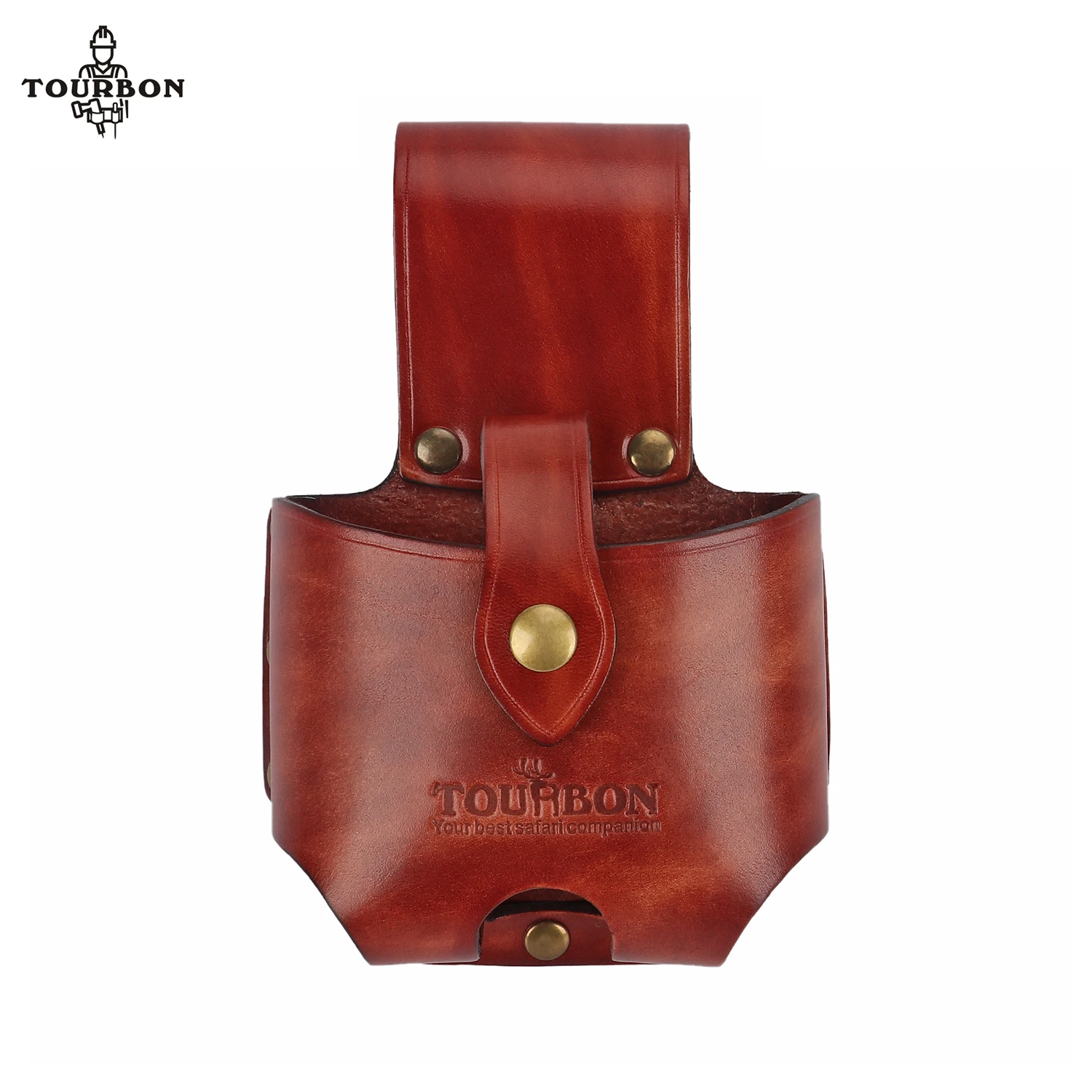 Tourbon Genuine Leather Large 10m Tape Measure Holder Tool Tapes Holster Pouch Loop Attach to Belt for Carpenters Electricians
