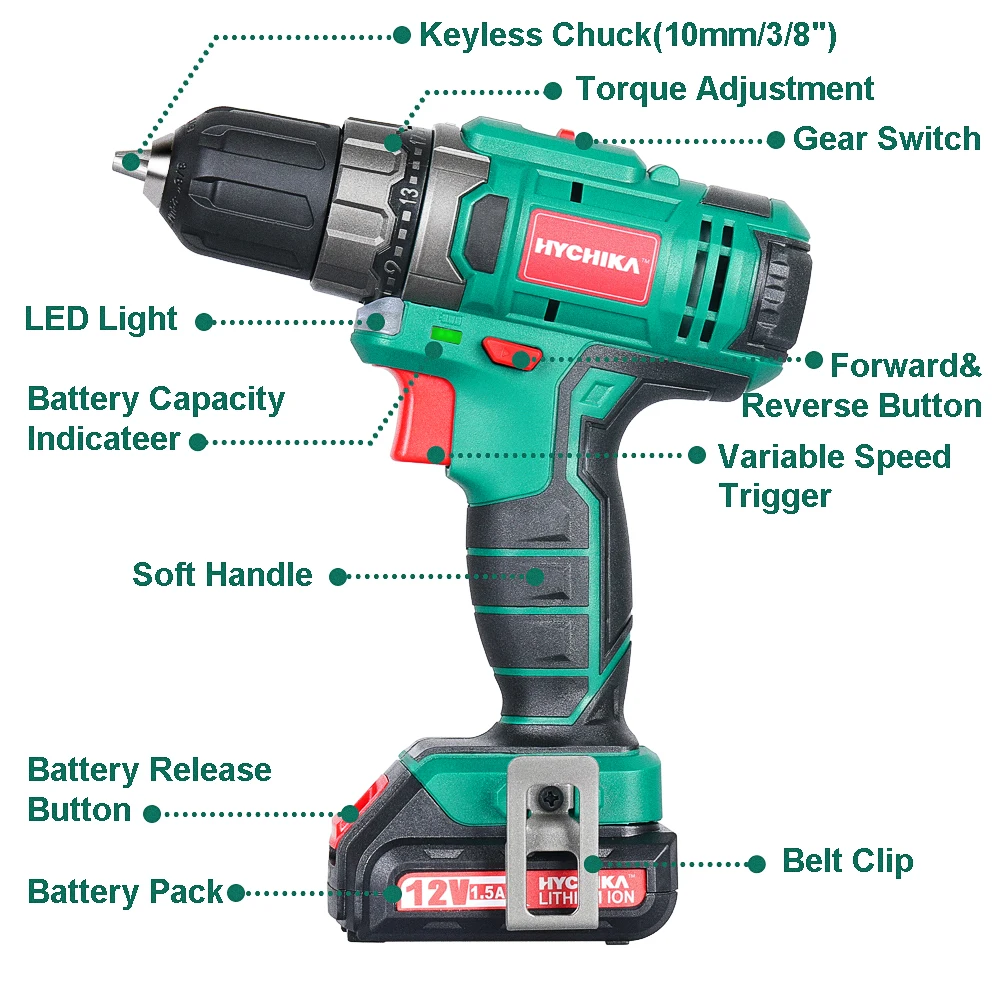Hychika Cordless Screwdriver  Hychika Electric Screwdriver - 12v  Double-battery - Aliexpress