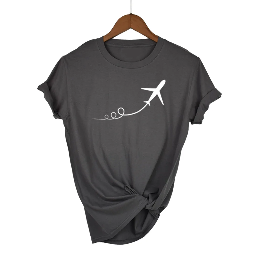 Новинка, женская футболка с принтом самолета, хлопковая Повседневная забавная футболка для девушек, топ, хипстер, Tumblr, Прямая поставка