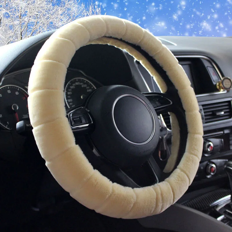 Зимний плюшевый автомобильный чехол на руль подходит для большинства ковров на Руль мягкий 37-38 см 14,"-15" автомобильные аксессуары Стайлинг