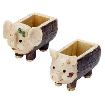 

Idyllic Cartoon Painting Resin Flowerpot Plant Container 27RF