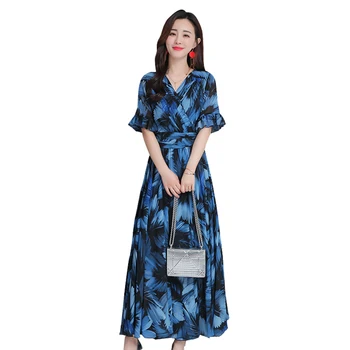

2019 Women Elegant V-Neck A-Line Pleated Evening Party Sleeveless Swing Midi Dress