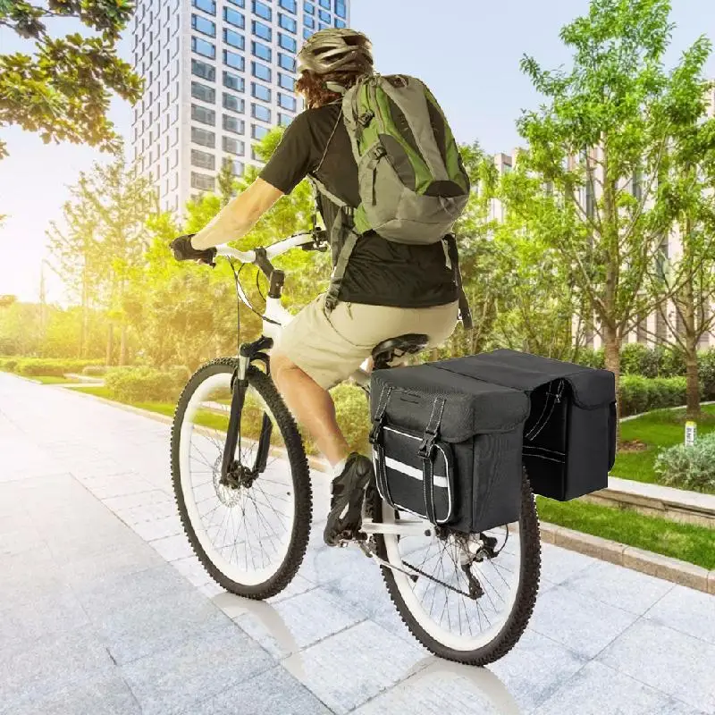 

28L Bicycle Bags Cycling Rear Double Side Travel Bag Tail Seat Pannier Bicycle Liggage Carrier Bike Rack Trunk Bag Polyester