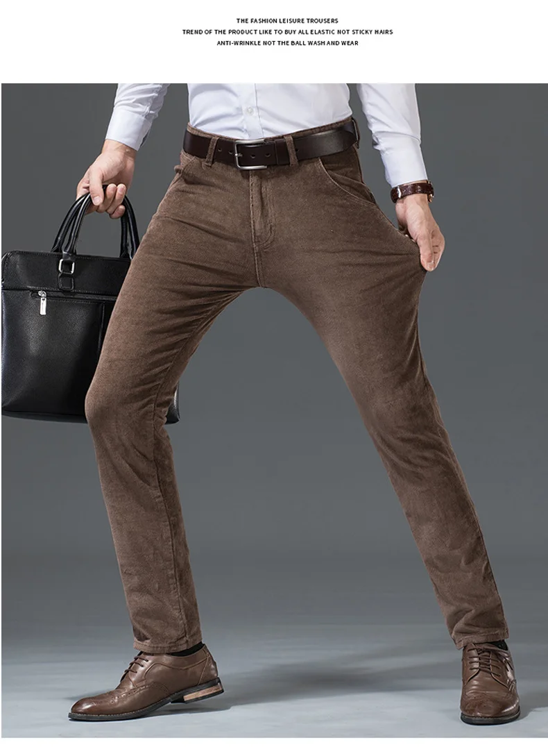 khaki pants outfit 2021 Men Dress Suit Casual Pant Thick Loose Male Suit Pant High Waist Straight Trousers Man Business Fashion Pants Plus Size 40 black khakis