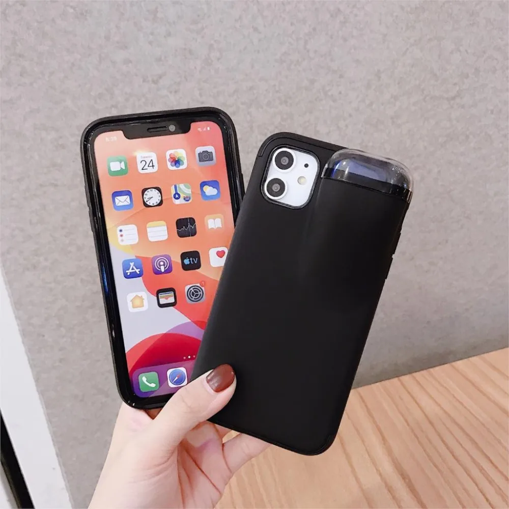 50 шт. 2 в 1 чехол для телефона с ушками чехол для телефона для Airpods роскошный силиконовый чехол для iPhone 11 Pro Max Xs Xr X 11 Pro