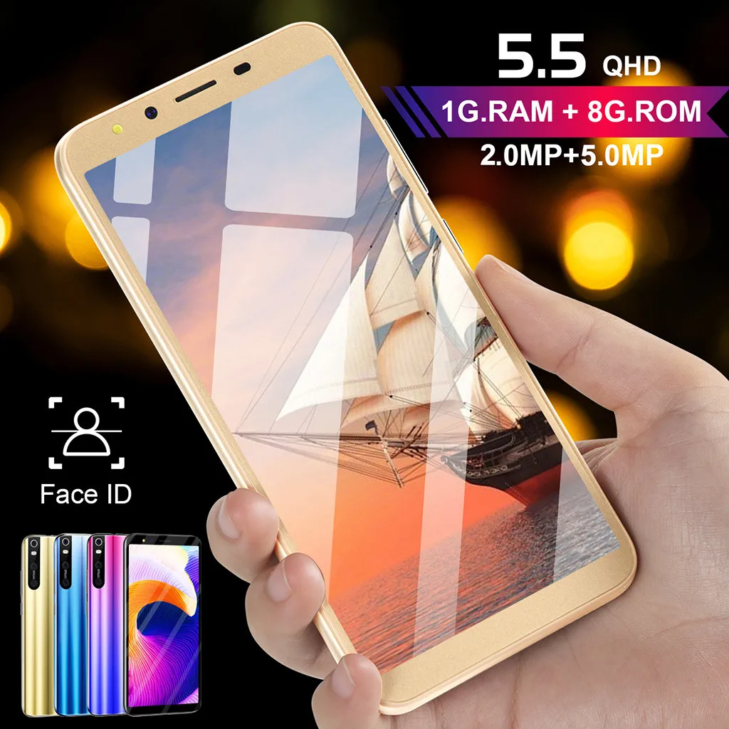 5,5 дюймовый мобильный телефон четыре камеры четырехъядерный 1+ 8G 3g Android смартфон большая батарея многофункциональная интеллектуальная телефон HD+ ЖК-экран
