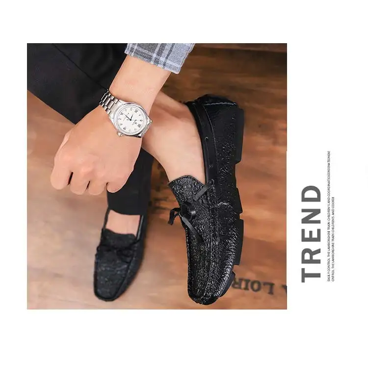 Size38-44 Мужская обувь; повседневные мужские лоферы; сезон весна-лето; Новинка; кожаная Молодежная мужская обувь без шнуровки; дышащая модная обувь на плоской подошве; Цвет Черный