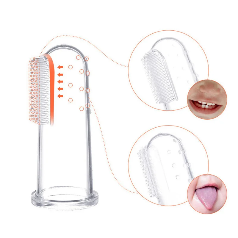 Baby Finger Toothbrush Children Teeth Clear Baby Care Products Soft Silicone Infant Tooth Brush Rubber Cleaning Brush + Box