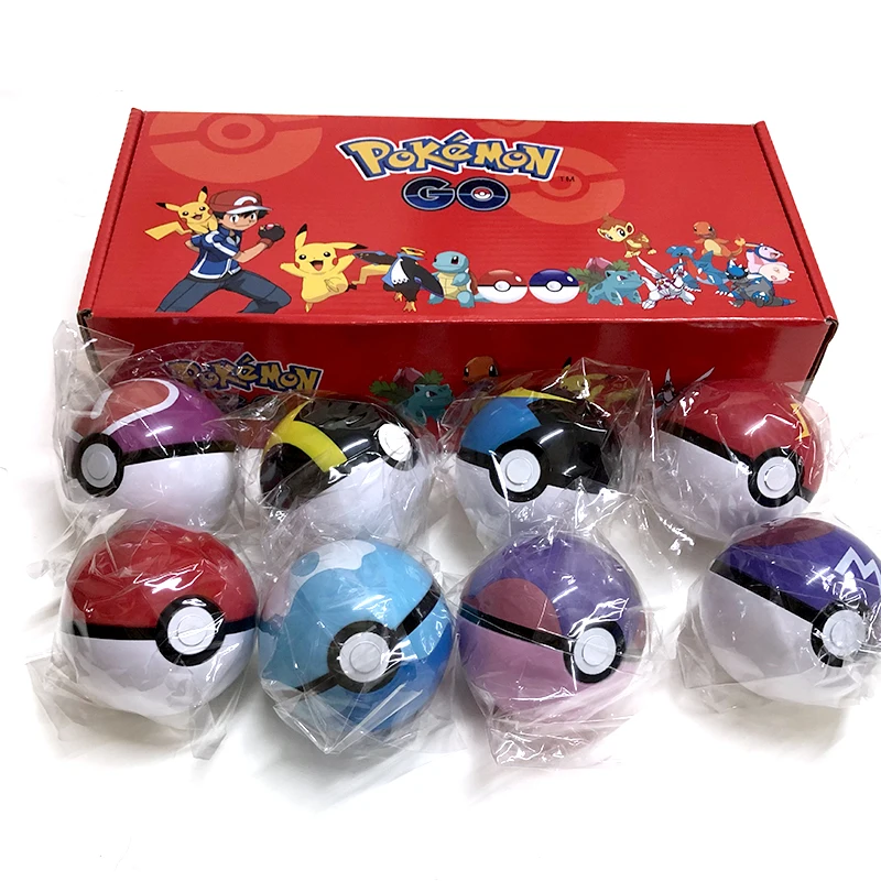 8 pièces/ensemble Pokemon Pokeball ensemble Pop-up elfe balle jouets TAKARA TOMY Original Pokemon monstre elfe balle Pikachu enfant cadeaux