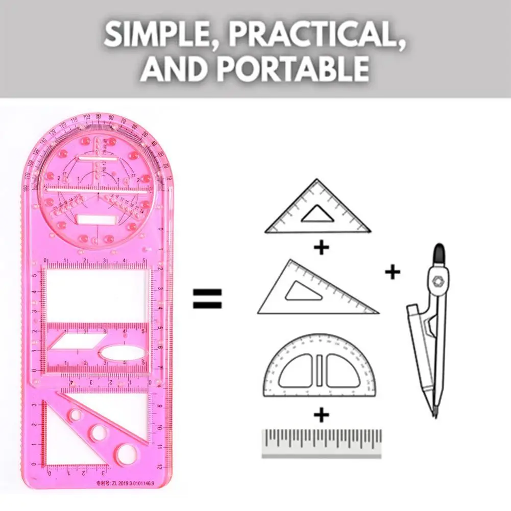 For School Office Architecture Supply Multifunctional Geometric Ruler  Geometric Drawing Template Measuring Tool линейка школьная