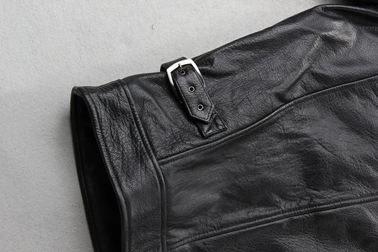 Черная мужская куртка из натуральной телячьей кожи размера плюс XXXL Homme Толстая воловья кожа зимняя русская приталенная мужская повседневная кожаная куртка