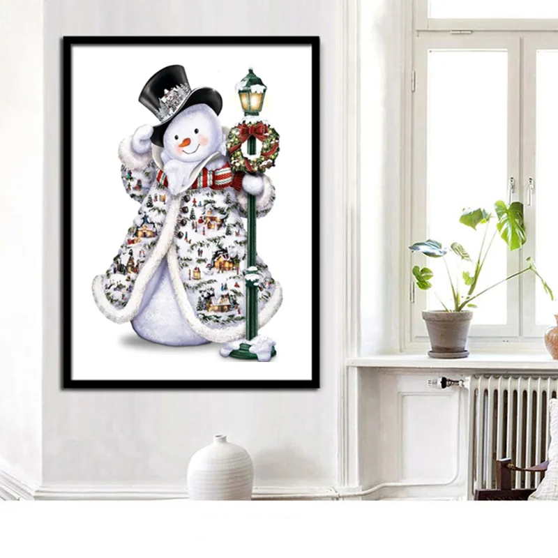 

Cross Border DIY New Style 5D Diamond Painting Living Room Hot Selling Snowman Bedroom Cross Stitch Brick Stick-on Crystals Pain
