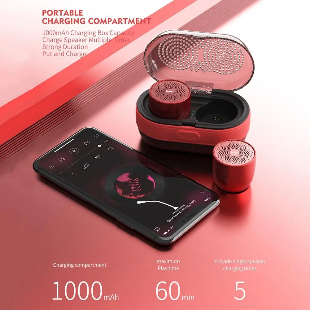 V17 TWS беспроводной динамик открытый мини Bluetooth 5,0 динамик тяжелый бас портативный стерео динамик с зарядной коробкой металлической пряжкой