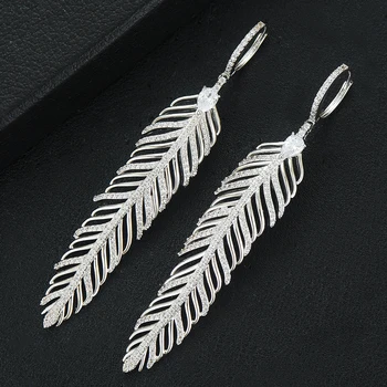

GODKI 2020 New Feather Charms Earring For Women Wedding DUBAIStatement Earring for Women Gold Cubic Zircon Earrings Jewelry