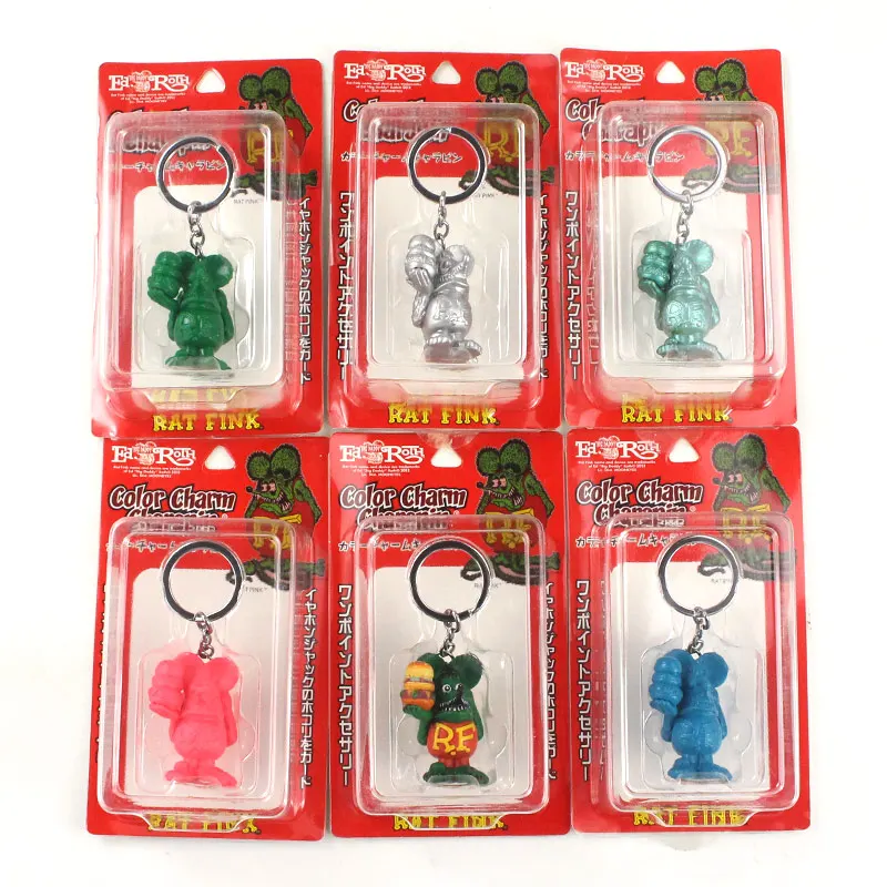 5CM 6pcs/set Rat Fink ED Keychain Key Chain Figures Toy Ratfink PVC Pendant Doll Ring Gifts For Children | Игрушки и хобби