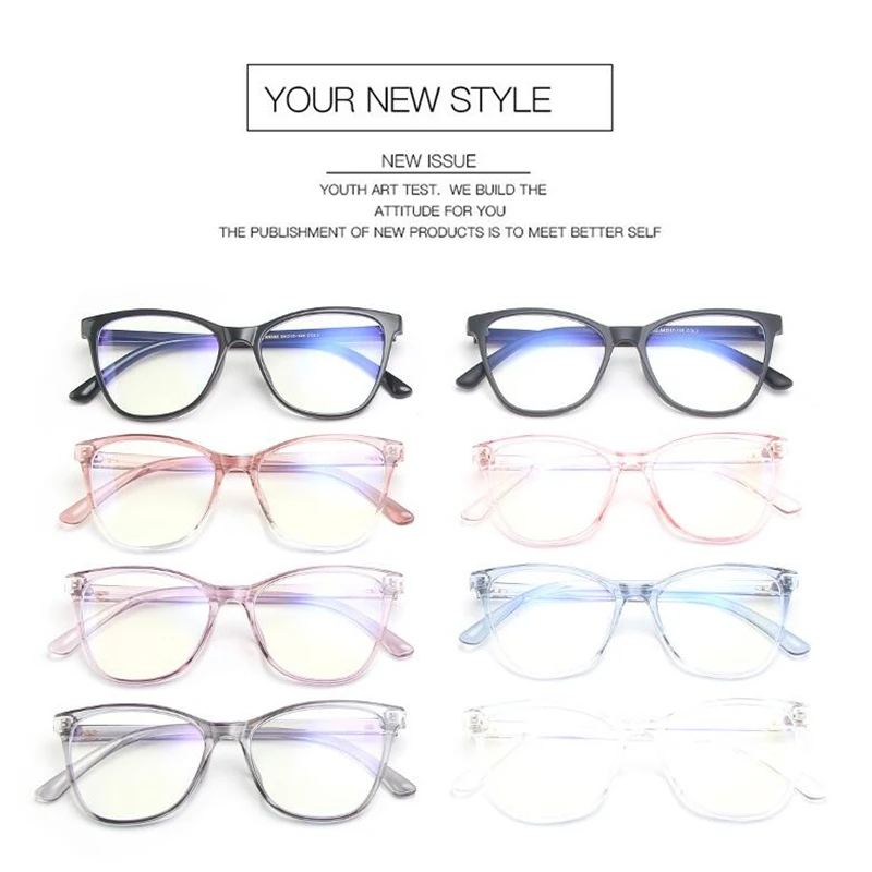 Rice Nail Frame Anti Blue Light Cat Eye Prescription Glasses For The Nearsighted TR90 Optical Spectacles 0 -0.5 -0.75 To -6.0 6