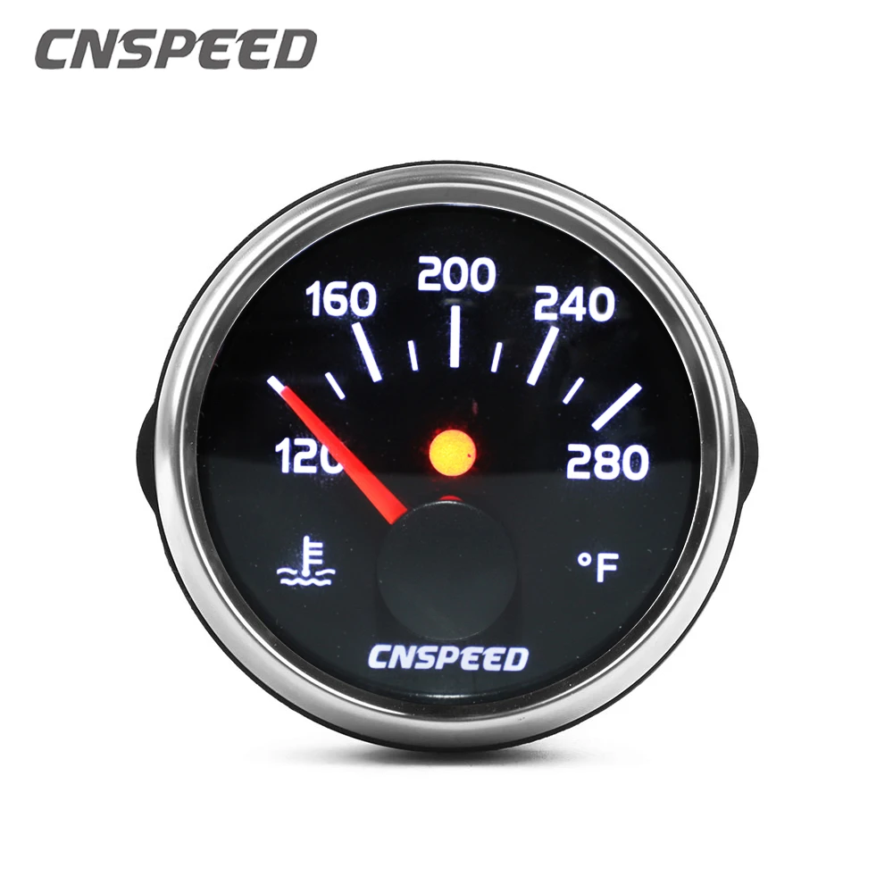 

2" 52mm Water Temperature Gauge 12v Racing Car 120-280 °f Temperature Sensor With Backlight White Led Red Pointer