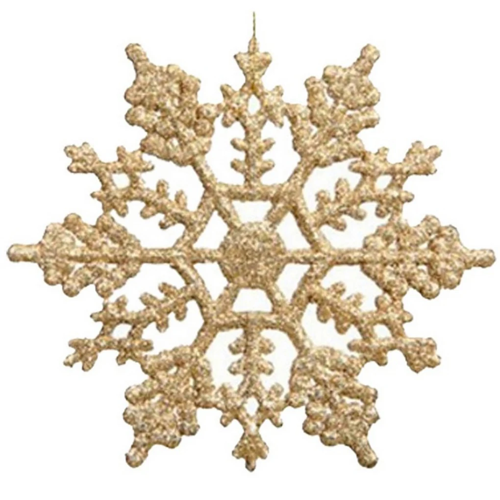 12pcs Plastic Christmas Xmas Snowflake Ornaments Tiny Sparkling Sequin Glitter Snow on String Wedding Decor