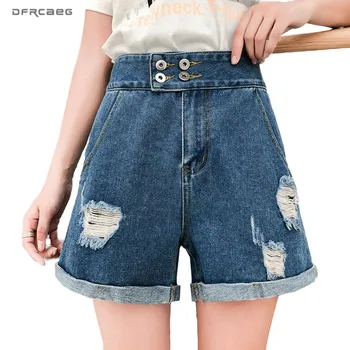 

BF Hole Plus Size Shorts Jeans Woman Summer 2020 Casual High Waist Loose Ladies Denim Shorts Vintage Jean Short Feminino 4XL 5XL