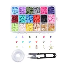 Cuentas de arcilla polimérica hechas a mano, discos Heishi, cuentas separadoras sueltas, cuentas de conchas de cauri para pulsera, fabricación de joyas, 1 caja