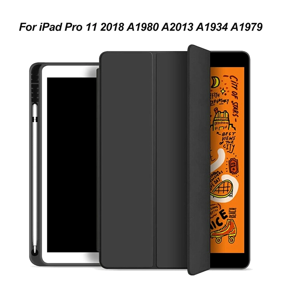 Термополиуретановый защитный чехол для iPad Air 10,5 Pro 10,5 с держателем для карандашей, умный чехол для iPad Pro 11 A80 A2013 Funda - Цвет: Black Pro 11