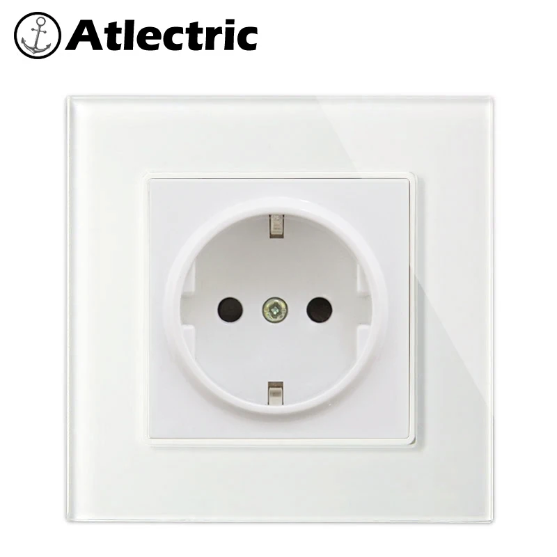 Atlectric ЕС FR стандартная настенная розетка 16A закаленное стекло панель USB зарядное устройство розетка 86 мм* 86 мм розетка электрион вилка