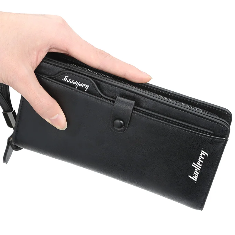 

2020 Retro Business Men's Wallet Large-capacity Multi-function Zipper Clutch Wallet Solid Color Multi Card Holder Wallet