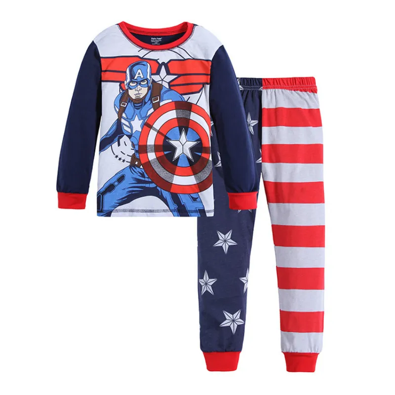 Популярная одежда для маленьких девочек, пижамы, комплекты одежды для сна для мальчиков, одежда с Бэтменом, штаны, Хлопковая пижама с длинными рукавами и рисунком - Цвет: Color T