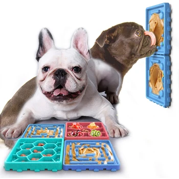 

4pcs Feeding Eating Treat Dispensing Pet Bathing Dog Training Slow Feeder Mat Food Bowl Distraction Lick Pad Puppy Grooming