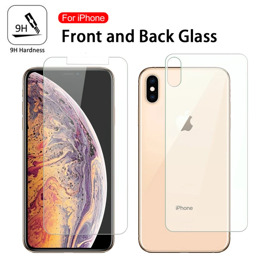 2 шт. переднее + заднее закаленное стекло для iPhone 8 7 6 6S Plus XR защита экрана X XS 11 Pro Max