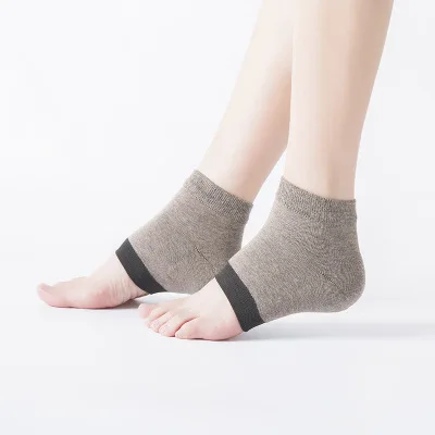 Light brown 1 пара, новые гелевые носки для пятки, увлажняющие гель-содержащие спа-носки, уход за ногами, трещины, сухость ног, Жесткий протектор кожи, опт или розница - Цвет: Light brown