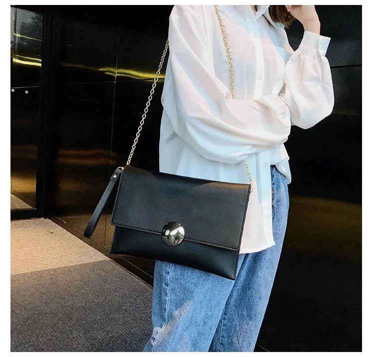 Bolso de mano sólido para mujer, bolso sobre de cuero para mujer, bolso de noche, bolso de mano para mujer, женская сумка через плечо