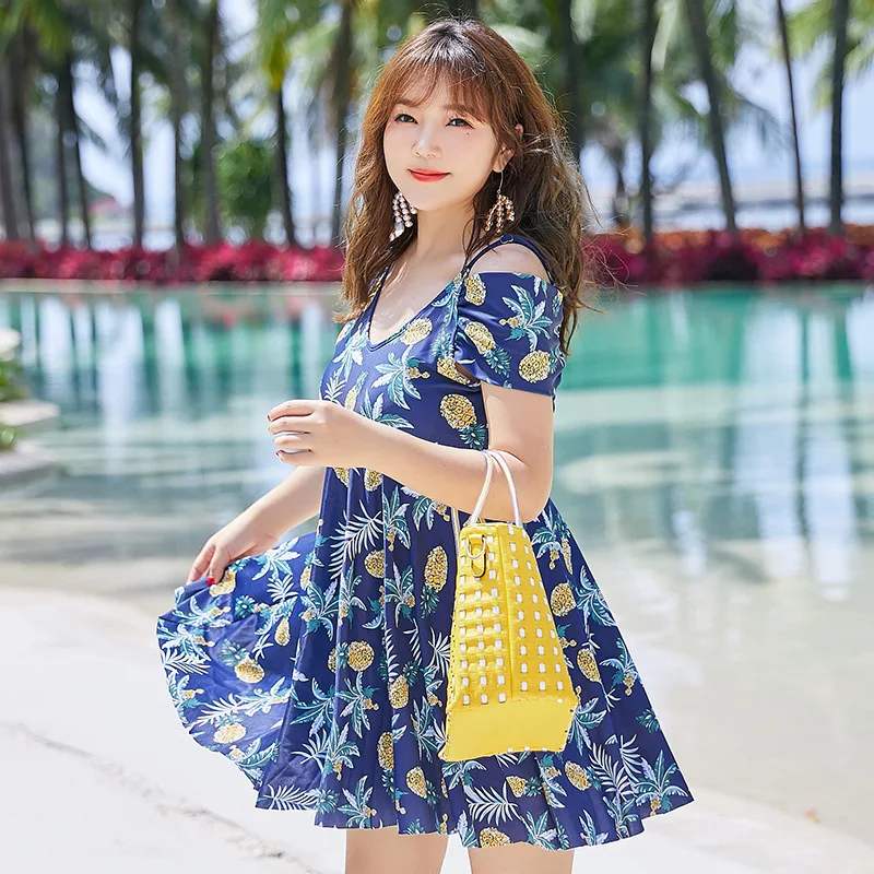 

2018 Plus-sized Bathing Suit Women's Cute Two-piece Swimsuits Cover Meat Slimming Conservative Swimwear Fat Mm 200