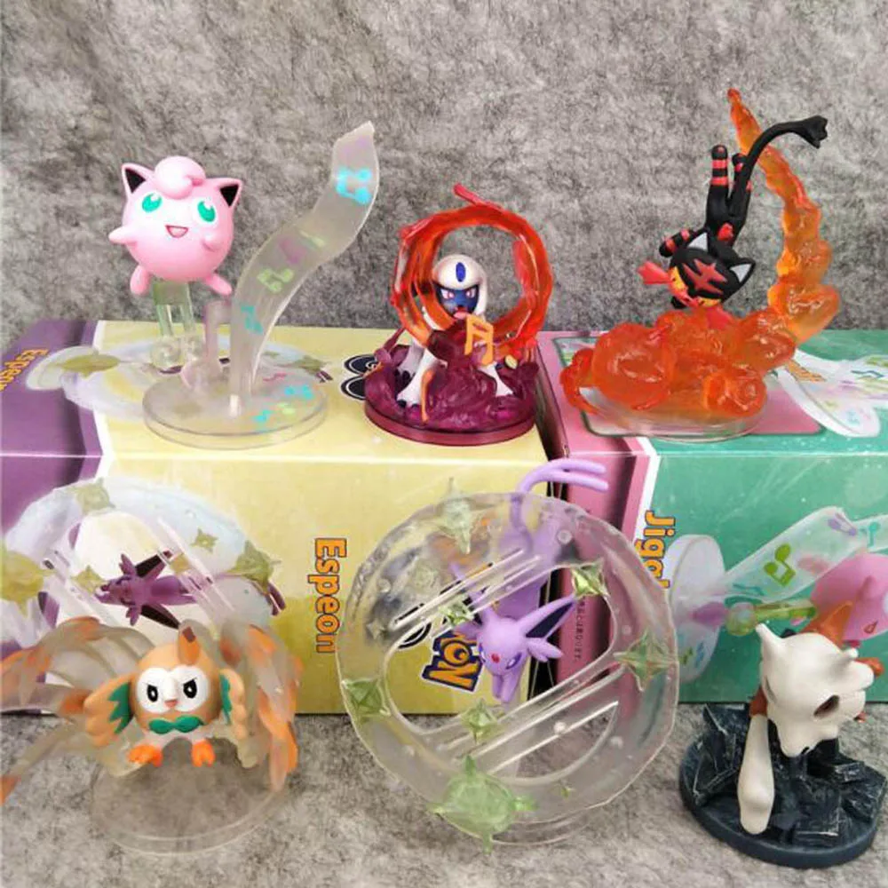 EMS 10/лот 6 шт Pkc Rowlet Litten Jigglypuff Espeon Cubone Espeon flarion Jolteon Umbreon 7-10 см ПВХ фигурка - Цвет: B With Box