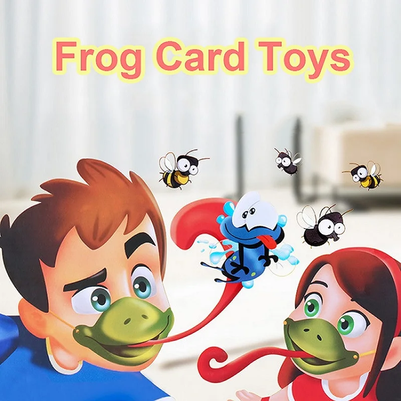 Frogs Tongue Out Gags Take Card Tongue Tic-Tac Chameleon Funny Kids Table Board Game For Family Party Lick Cards Contest Toy Set