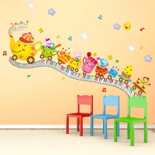 Стиль, съемные настенные наклейки для детской комнаты, ТВ-фон, креативные игрушки с изображением животных, маленький поезд Dlx0076