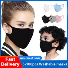 Adult Child Mask White Black Fabric Cloth Masks Reusable Washable Ice Silk Mouth Caps Women Men Kids Fashion Face Shield Covers