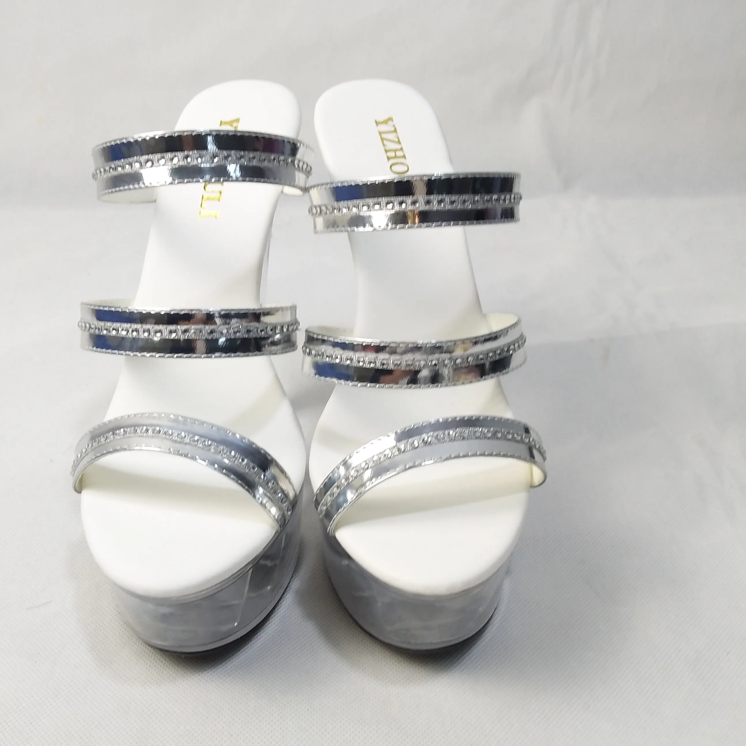 Noble evening shoes/performance, to force the new 15 cm high-heeled sandals/thick bottom glass Dance Shoes