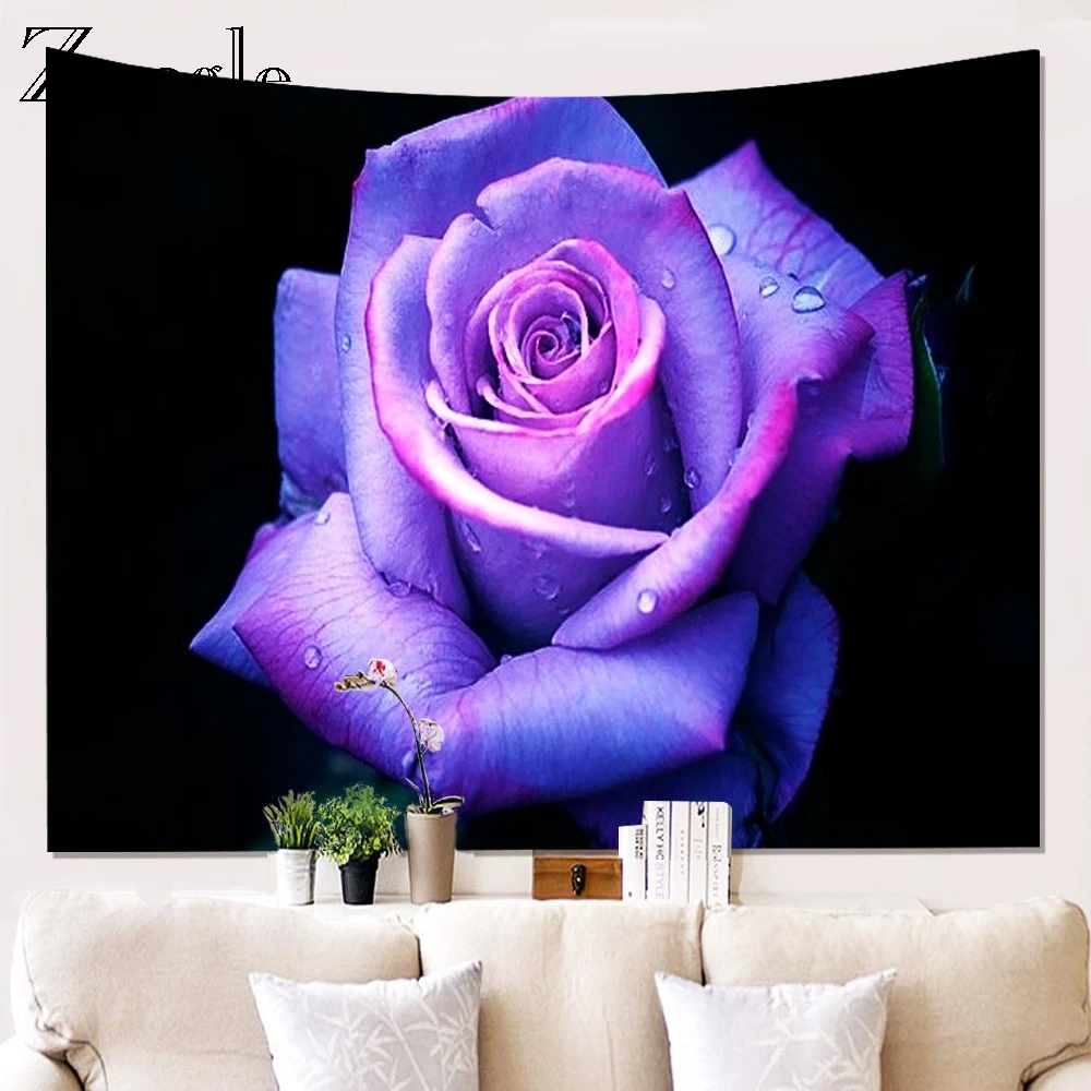 Zeegle Flower Pattern Wall Hippie Tapestry Bed Account Polyester Fabric Home Decor Wall Rug Picnic Mat Hanging Couch Blanket