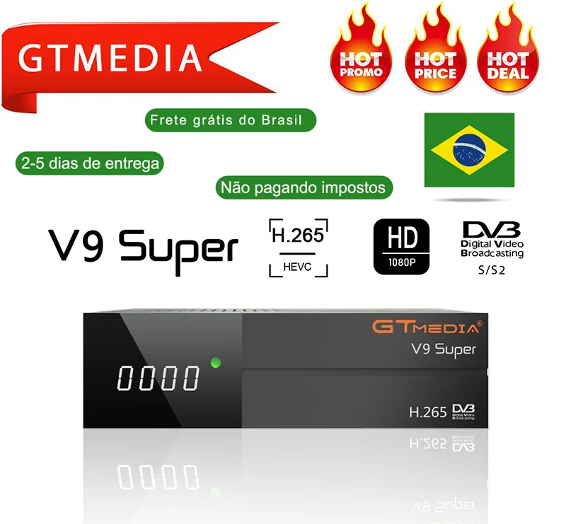 

[Brazil] GTMedia V9 Super Satellite Receiver DVB-S2 H.265 Built-in WiFi 1 Year Europe Cccam GTmedia V8 NOVA V9 Super Receptors