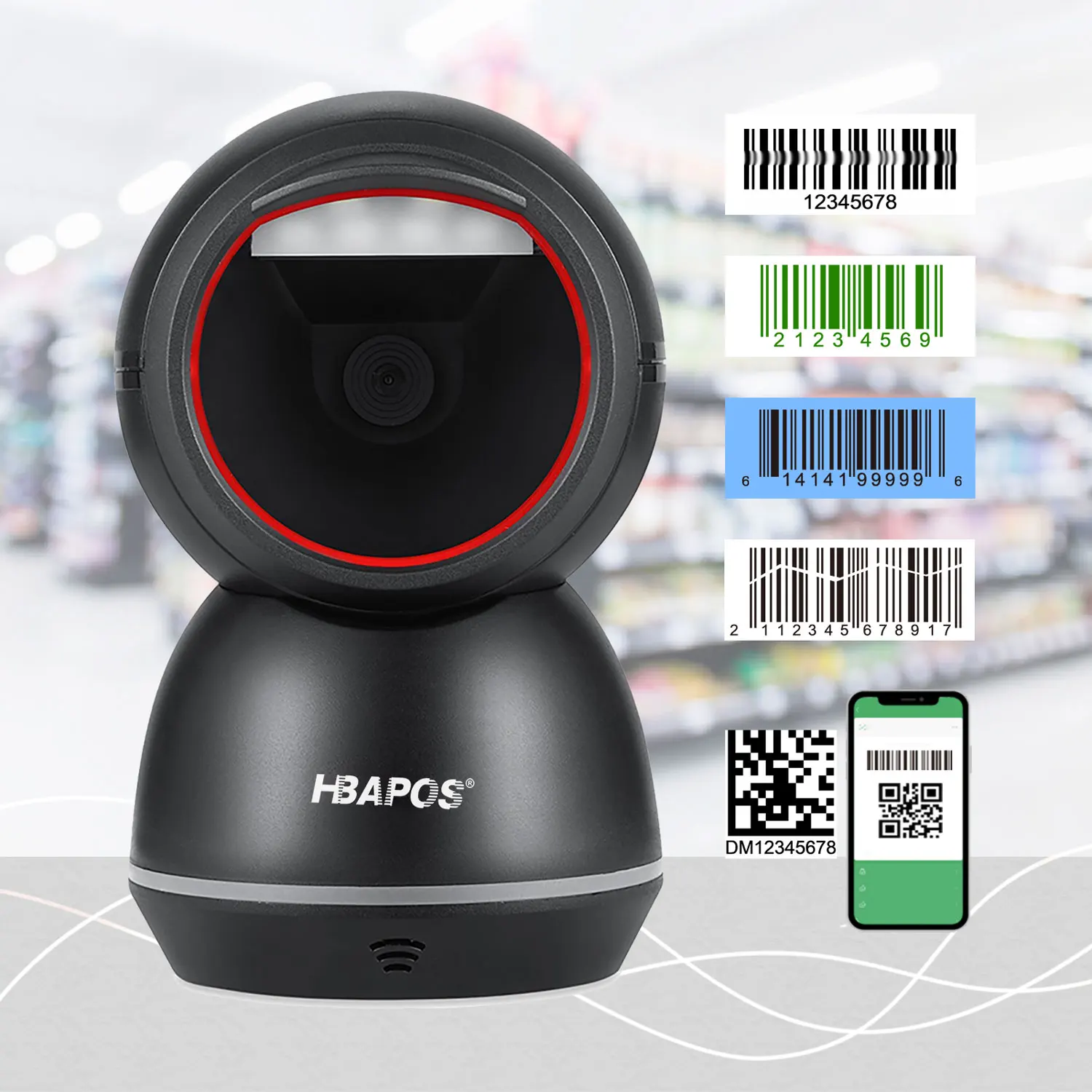 Barcode Scanner 2D Image Platform high performance scanner 1D 2D QR code reader Desktop USB Omnidirectional barcode scanner