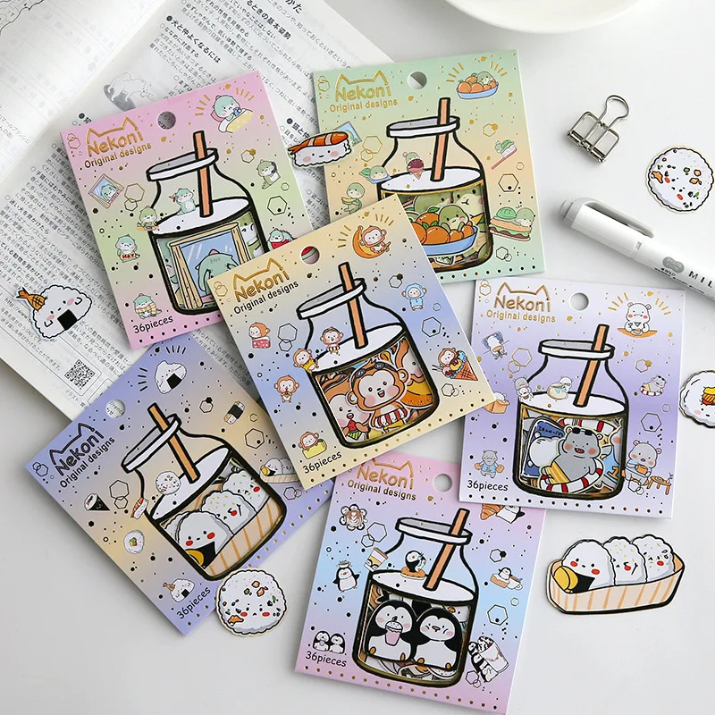 36pcs/1lot Kawaii Stationery Stickers Cute animal Diary Planner Decorative Mobile Stickers Scrapbooking DIY Craft Stickers afbeelding