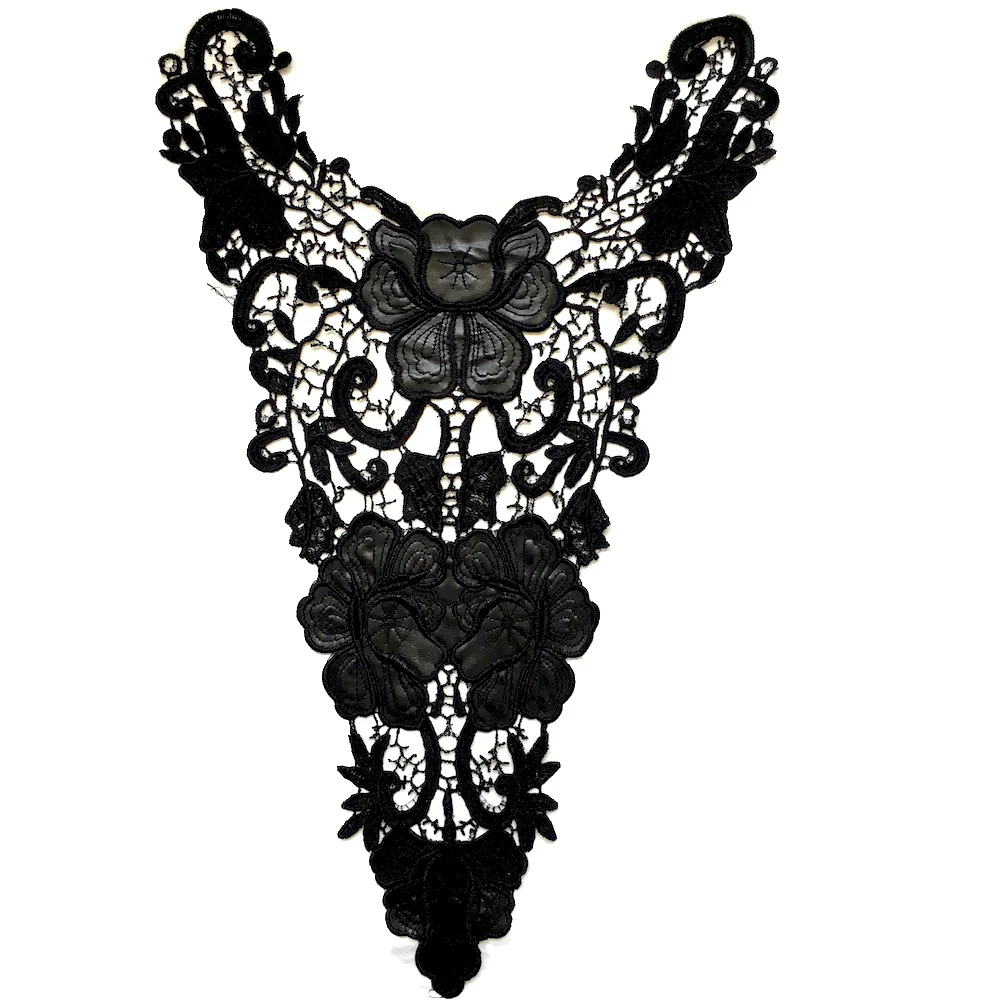 

1Pcs Black Embroidered Lace Collar Applique Lace Fabric Dress Clothes Accessories DIY Sewing Lace Patch LSHB214